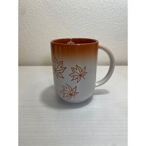 VTG‎ Fall Leaves Pumpkin Mug Orange White Ceramic Coffee Cup